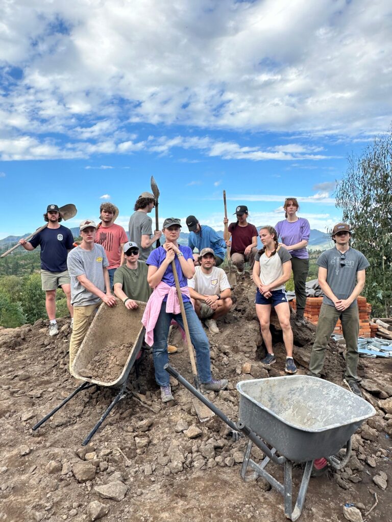 Volunteer team working on the foundation